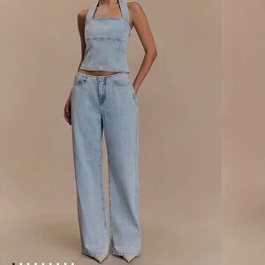 NWT Meshki Caitlin Mid-Rise Denim Flare Jeans